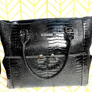 Cabrelli & Co. Faux Croc roller briefcase with computer sleeve and luggage tag